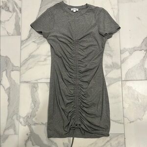 Gray Ruched Short Sleeve Dress